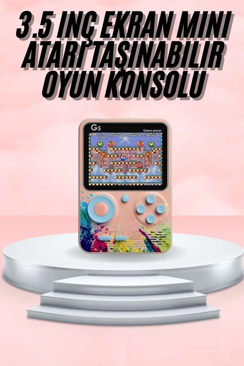 3. 5 İnç Klasik Retro LCD Ekran 500 Oyunlu Oyun Konsolu Taşınabilir