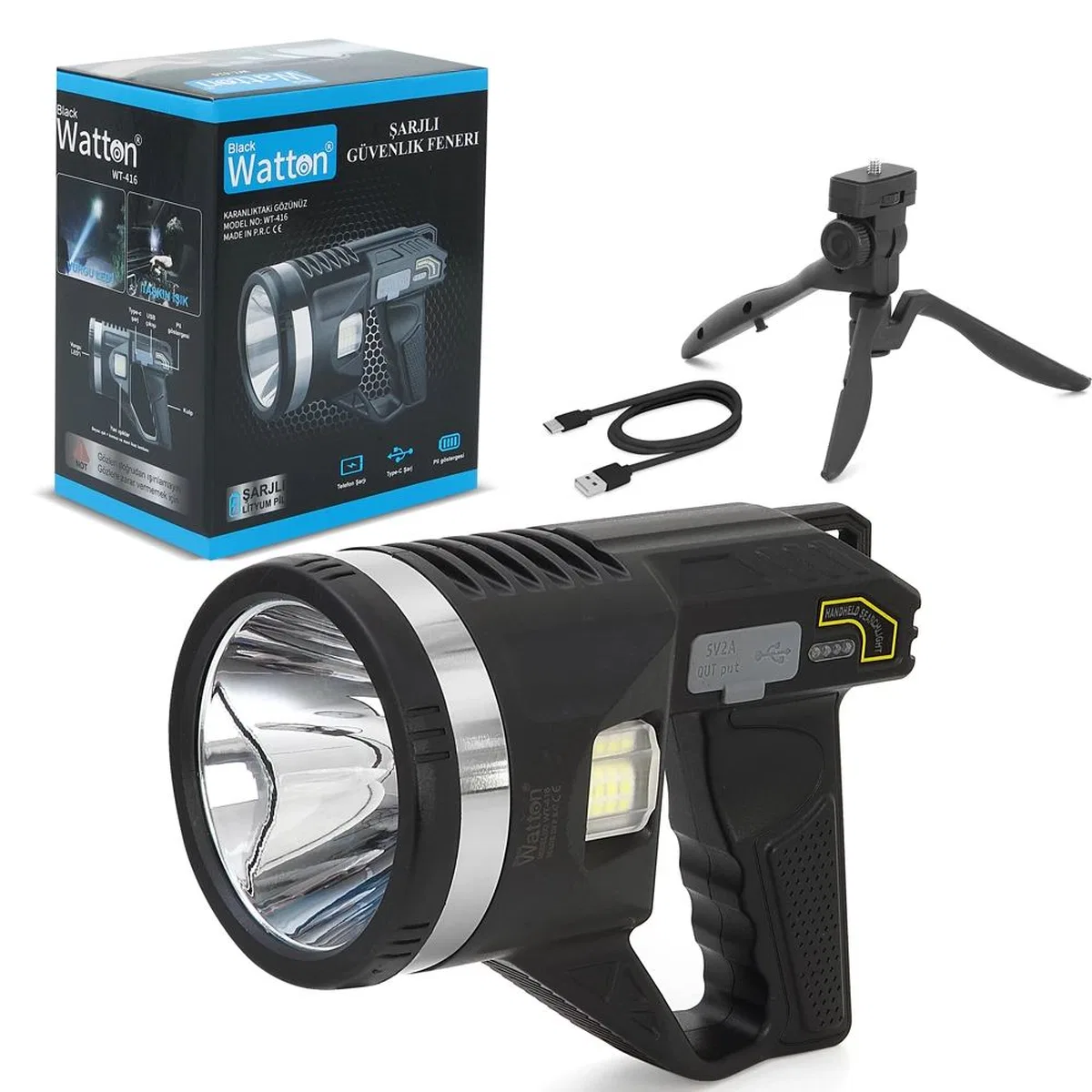 Tripod Şarjlı Güvenlik Feneri Wt-416 görsel 3