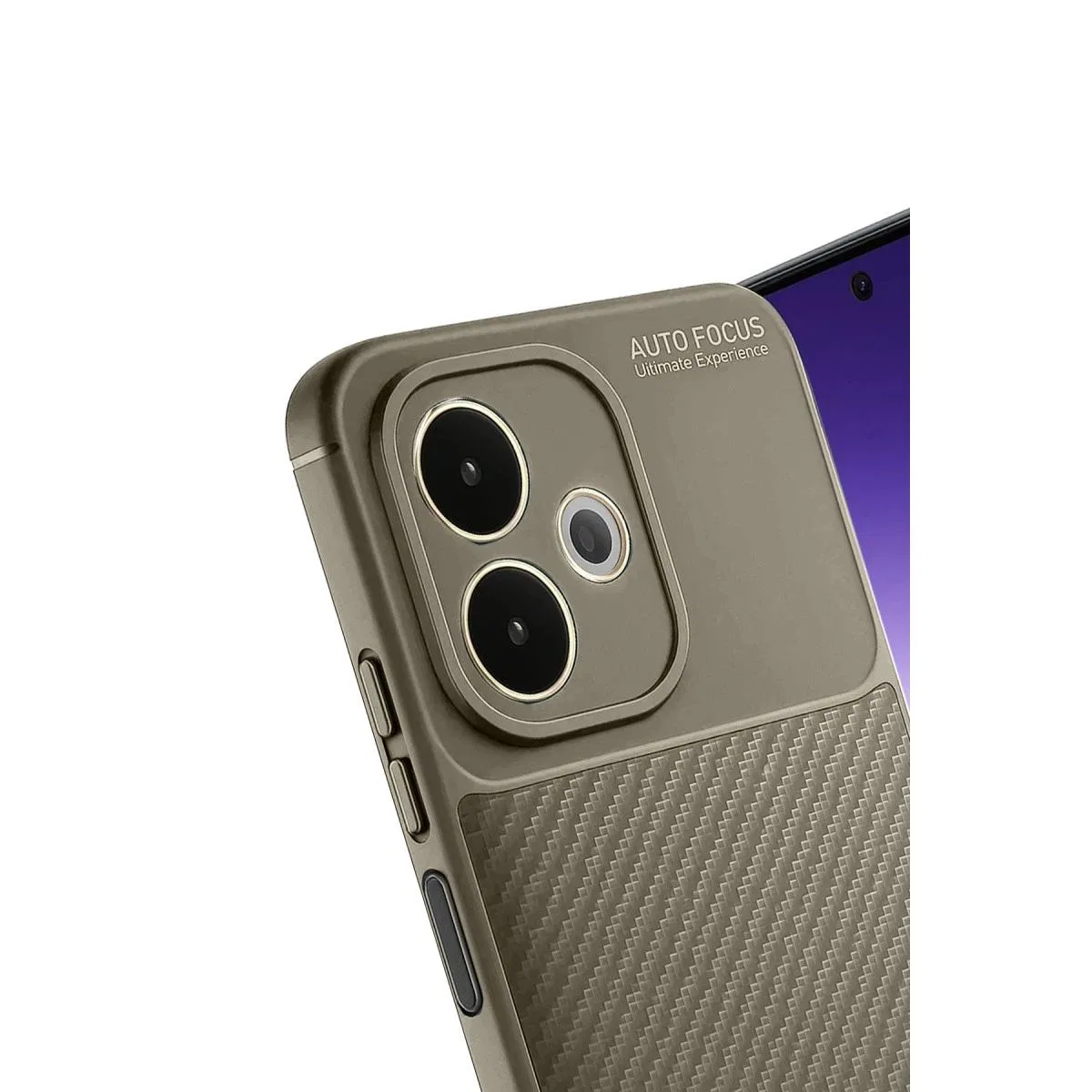 Oppo A5 Pro 4g Kılıf Auto Focus Karbon Kapak - Kahverengi görsel 4