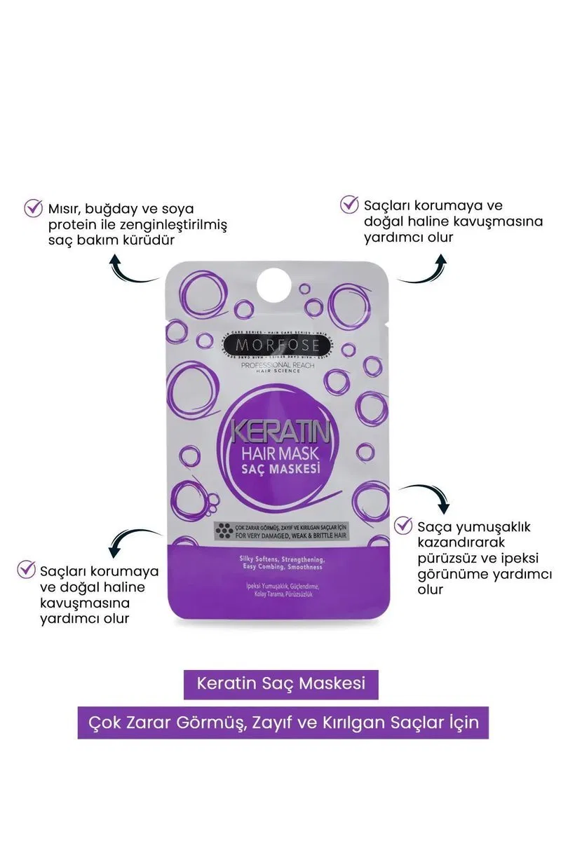 Keratin Saç Maskesi 25 ML (24 ADET) - Yıpranmış Saçlar İçin - mrfs görsel 2