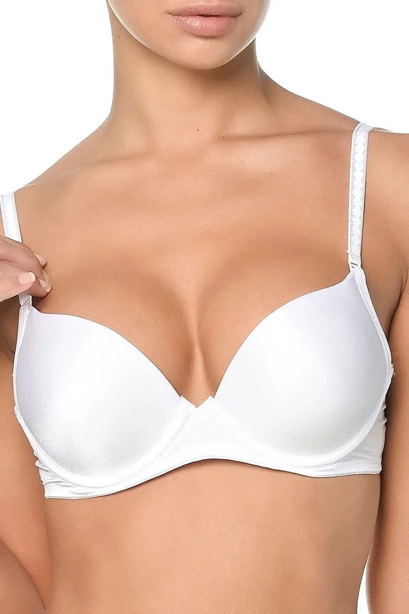 Orkide Kadın Beyaz 2 Beden Büyüten Full Push-up Dolgulu Sihirli Destekli Sütyen Reina görsel 3