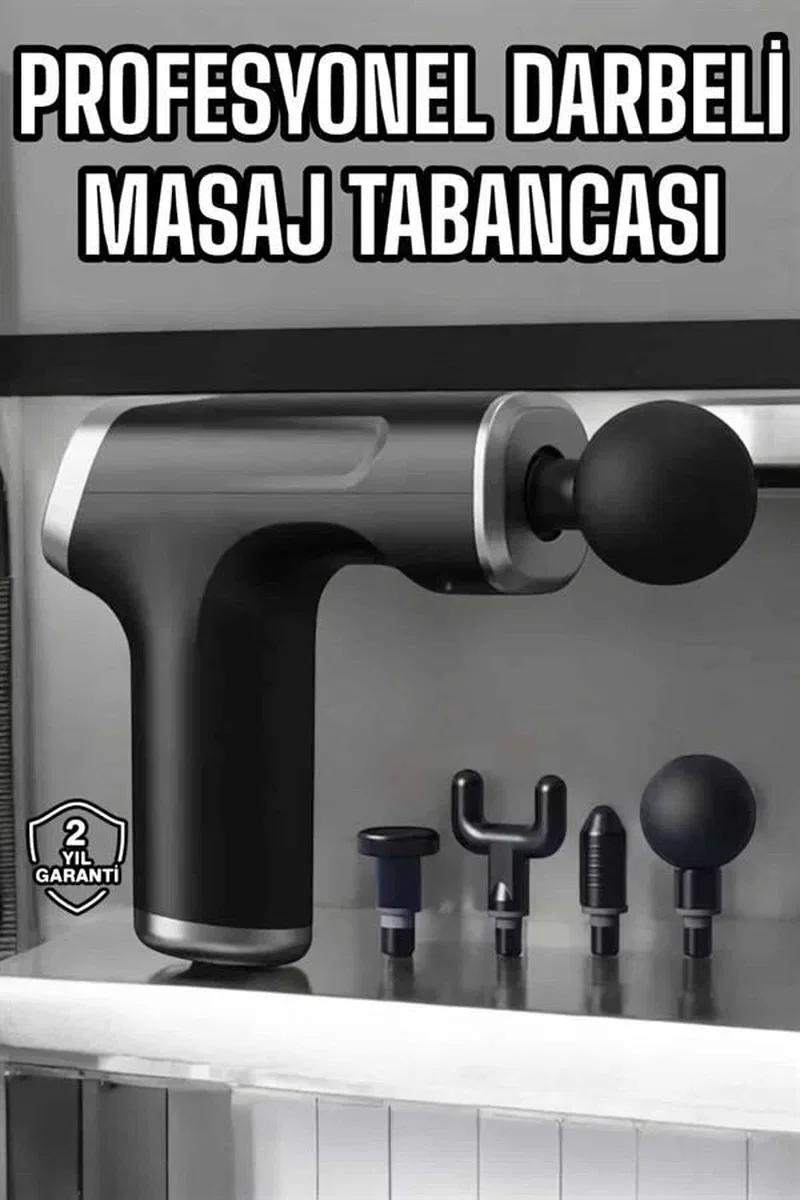 Masaj Tabancası 4 Başlıklı Kas Ve Vücut Ağrıları İçin Şarjlı Darbeli görsel 2