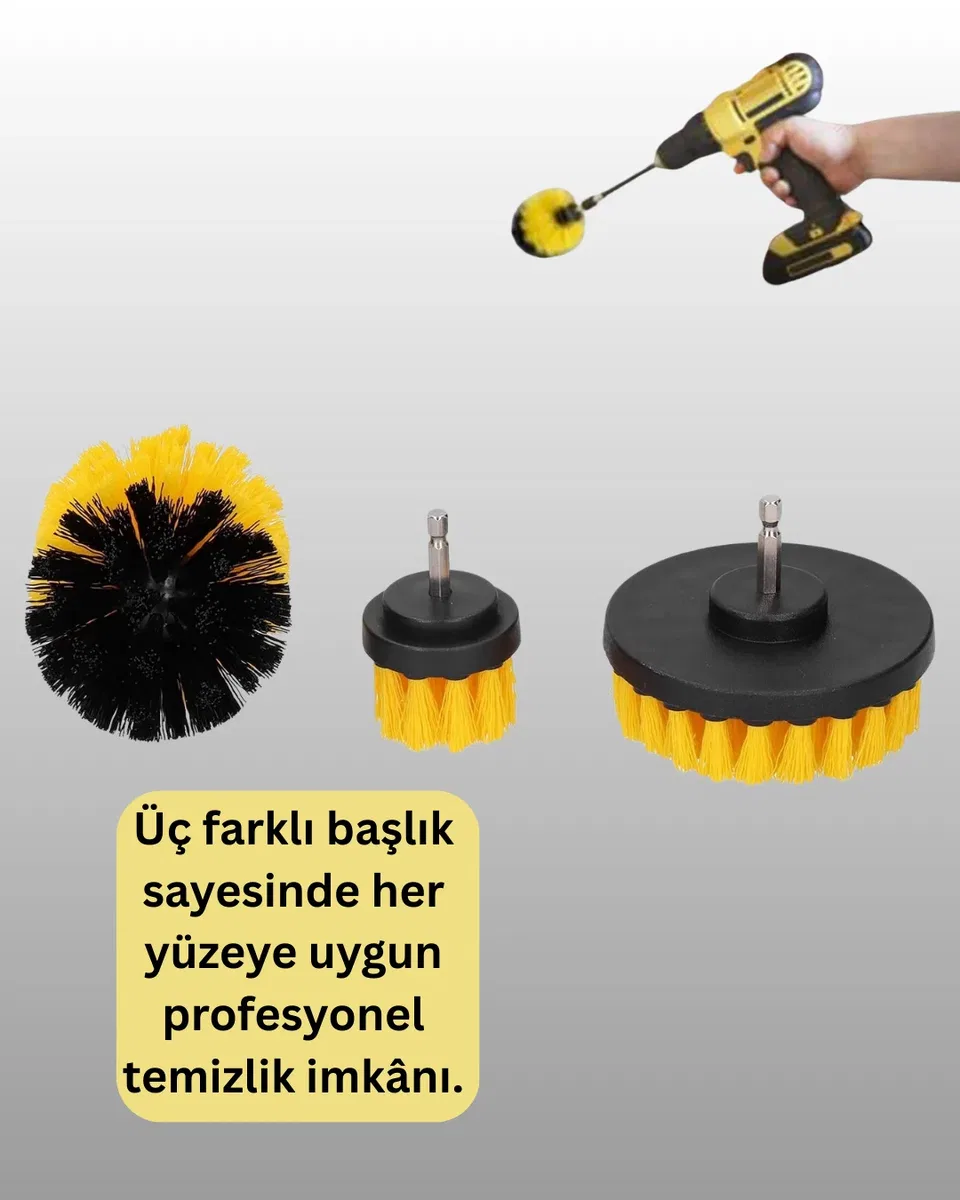 Banyo ve Mutfak İçin Matkap Ucu Temizlik Fırçası 3’lü Set görsel 5