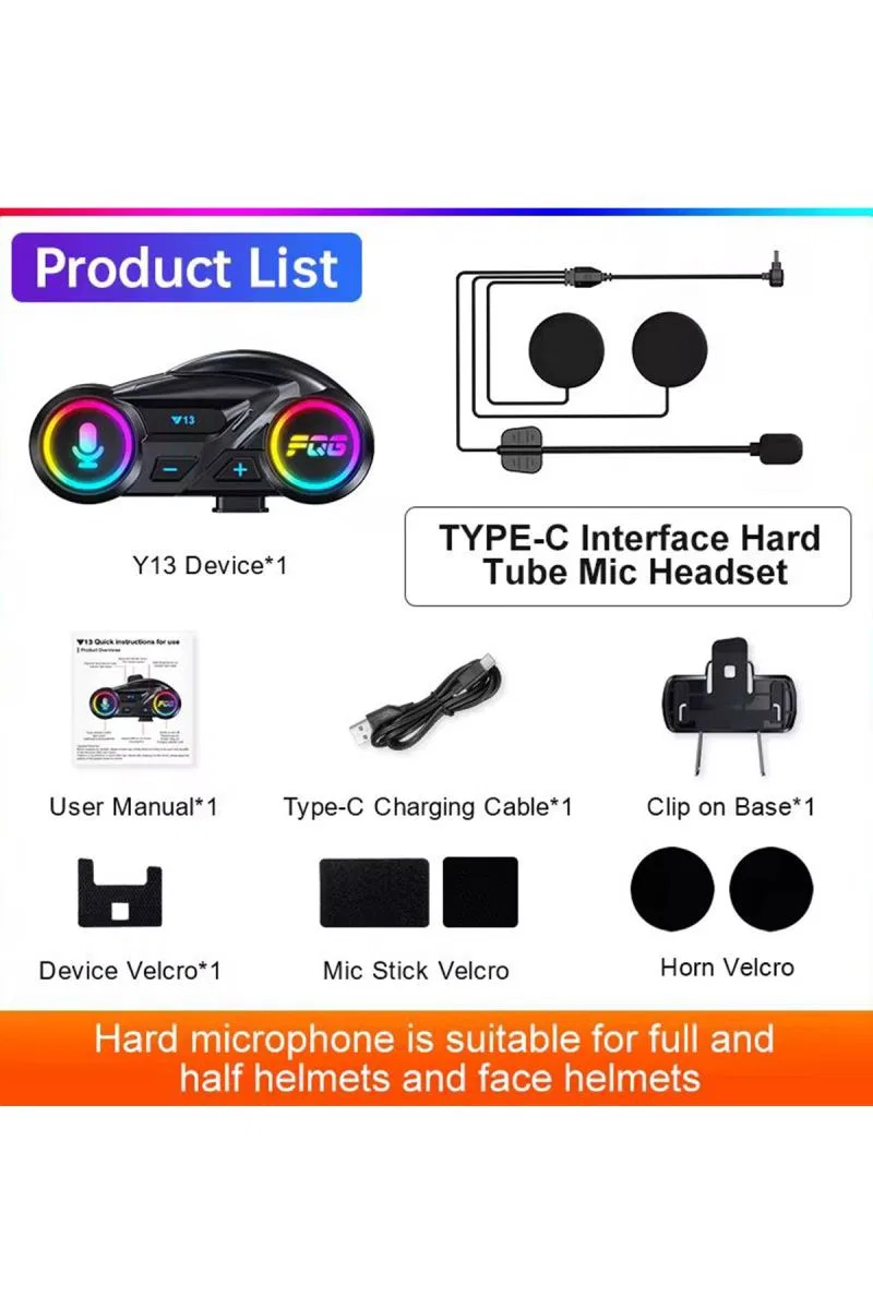 Y13 Motor Kask Kulaklık Rgb Modlu Radyolu Motosiklet Kulaklık 5. 3 Bluetooth Intercom görsel 7