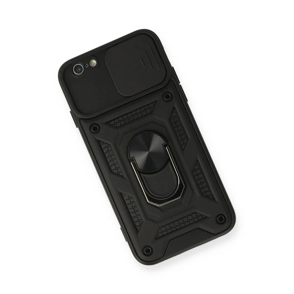 Apple İphone 6 Kılıf Pars Lens Yüzüklü Silikon - Siyah görsel 3