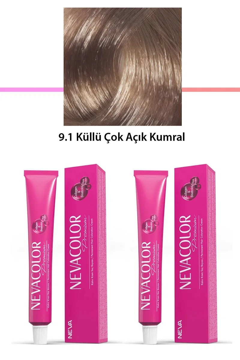 2 li Set Premium 9. 1 Küllü Çok Açık Kumral - Kalıcı Krem Saç Boyası 2 X 50 g Tüp