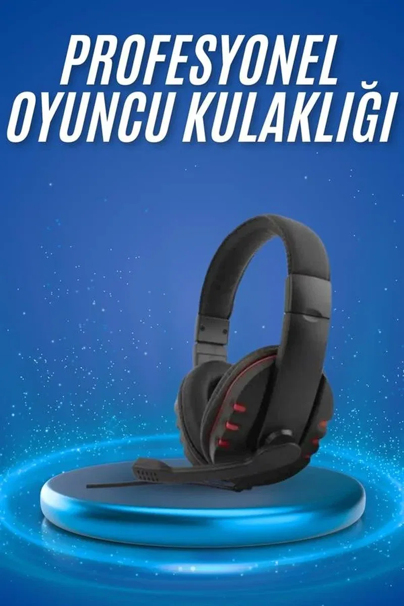 Oyuncu Kulaklığı Kulak Üstü Kablolu Stereo Mikrofonlu Yumuşak Kulak Yastığı görsel 2