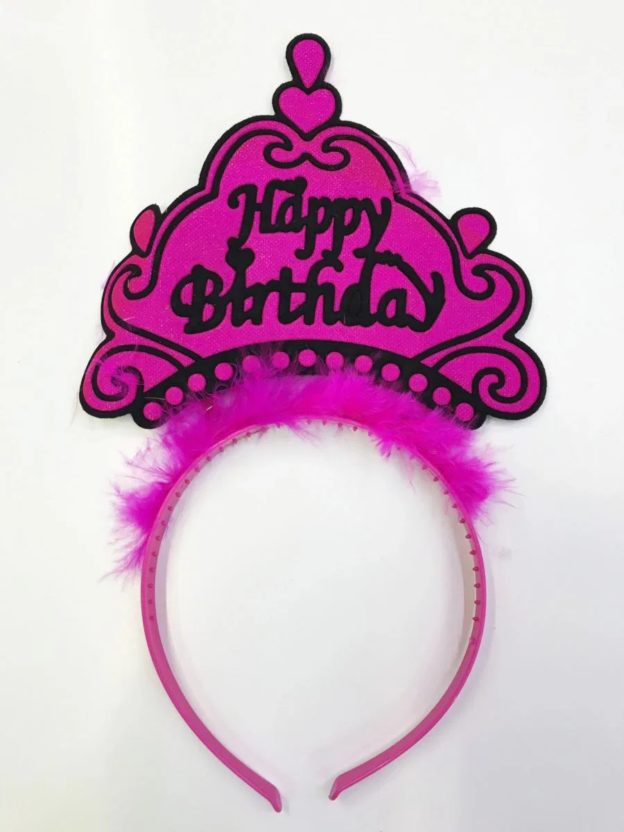 Happy Birthday Yazılı Neon Renk Taç 12 Adet görsel 4