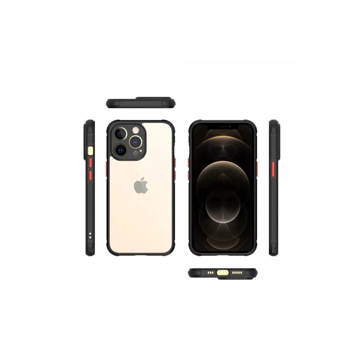 Apple İphone 13 Pro Kılıf Miami Şeffaf Silikon - Siyah görsel 2