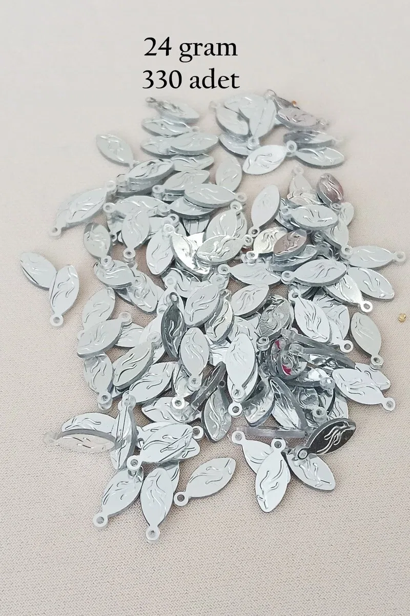 Oya Abiye Bileklik Kolye Pleksi Metalik Plastik Pul Gümüş Renk 24 gram 330 adet - BNC575