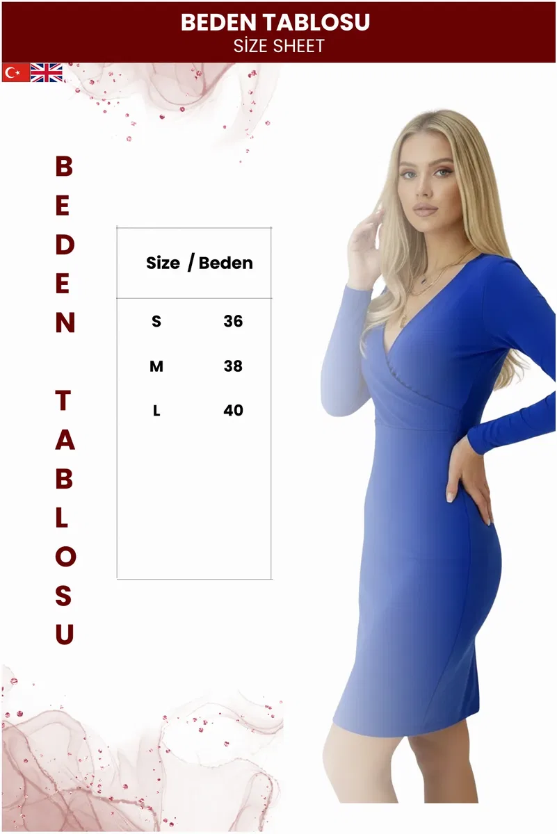 Kadın Sade Duruşlu Kruvaze Elbise görsel 5