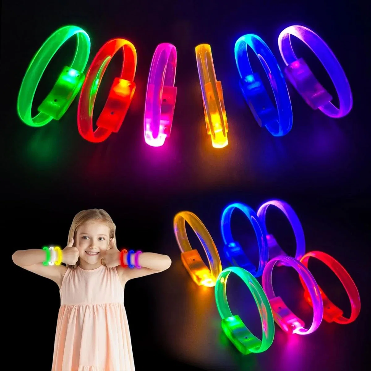 Festival Parti Led Bileklik Baskı Yapılabilir 3 Farklı Mod Işıklı 1 Adet görsel 4