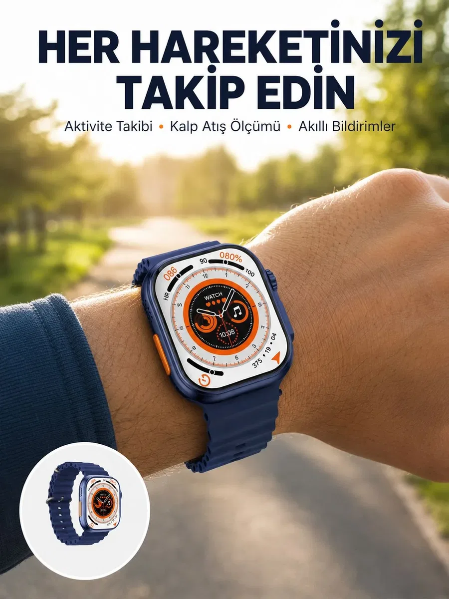 Ultra Akıllı Saat 2. 05 İnç Büyük Ekran Bluetooth Aramalı IP67 Yeni Nesil