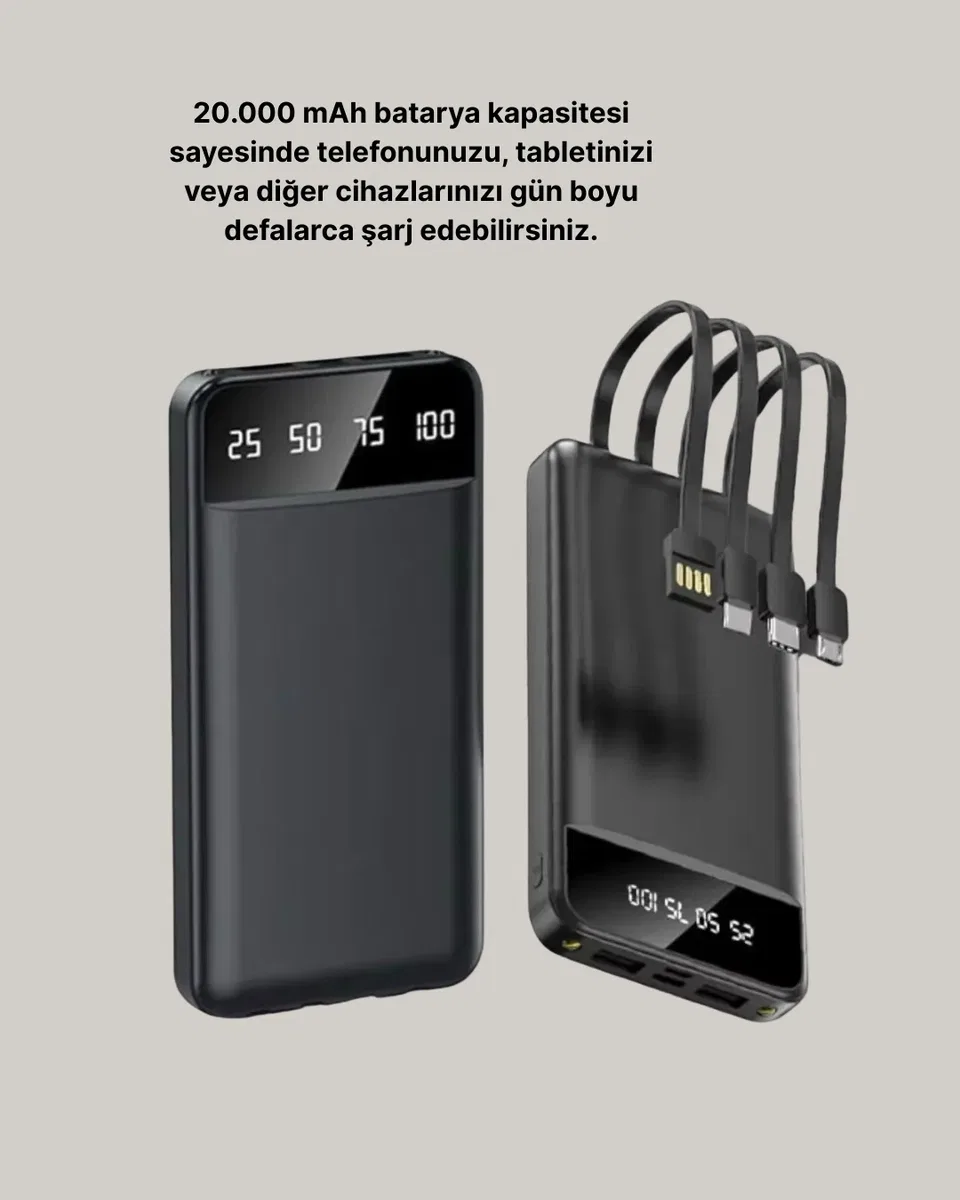 Taşınabilir 20. 000 mAh Hızlı Şarj Powerbank 4 Çıkışlı görsel 5