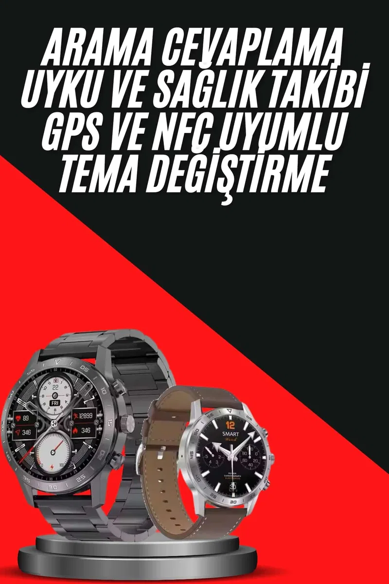 Erkeklere Özel Akıllı Saat Çelik Kordon Bluetooth Bağlantılı İOS ve Android Uyumlu görsel 2