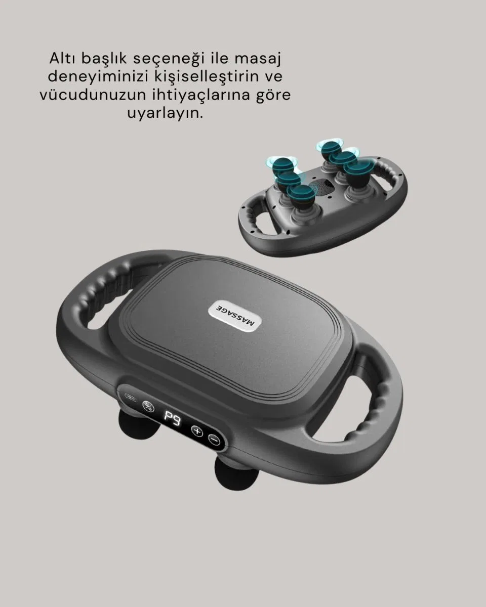 Fonksiyonlu Şarjlı Masaj Aleti 6 Başlık 2000 Mah Ergonomik Gövde Yeni Nesil görsel 4