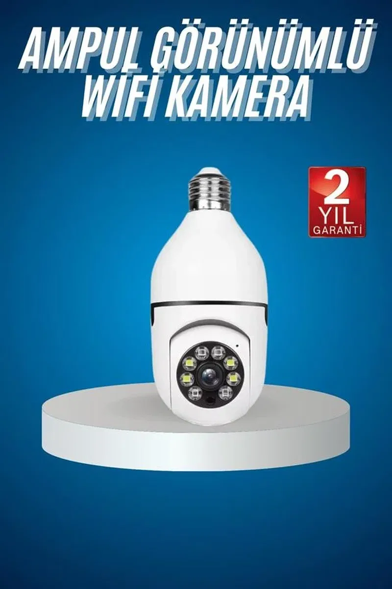 Wifi Güvenlik Kamerası Çift kameralı Ampule Takılabilir Sensörlü görsel 2