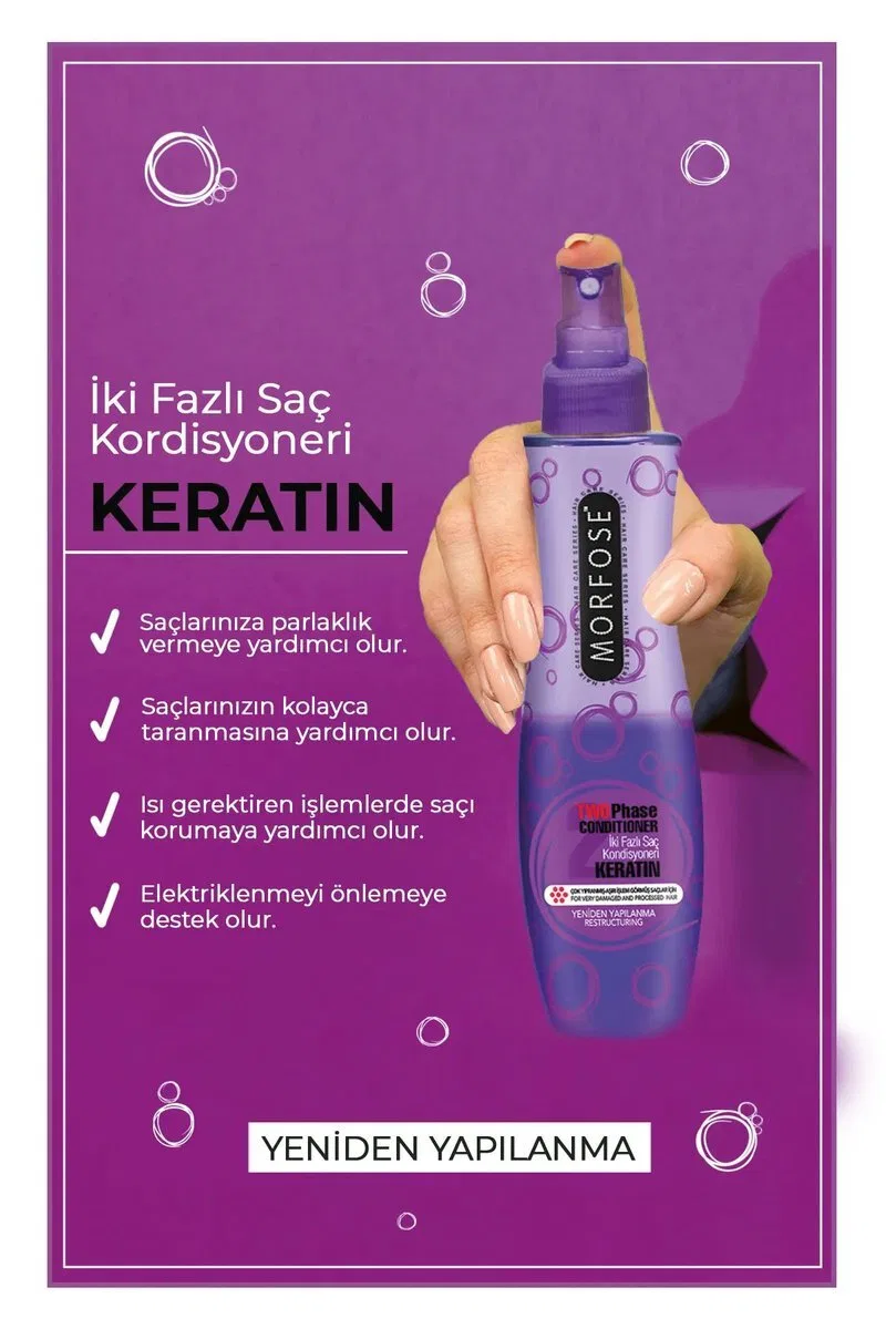 Keratin Çift Fazlı Kondisyoner Fön Suyu 240 ML - mrfs görsel 2