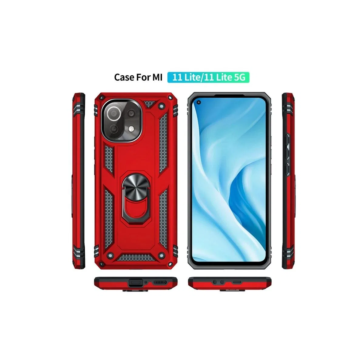 Xiaomi Mi 11 Lite Kılıf Sofya Yüzüklü Silikon Kapak - Kırmızı görsel 3