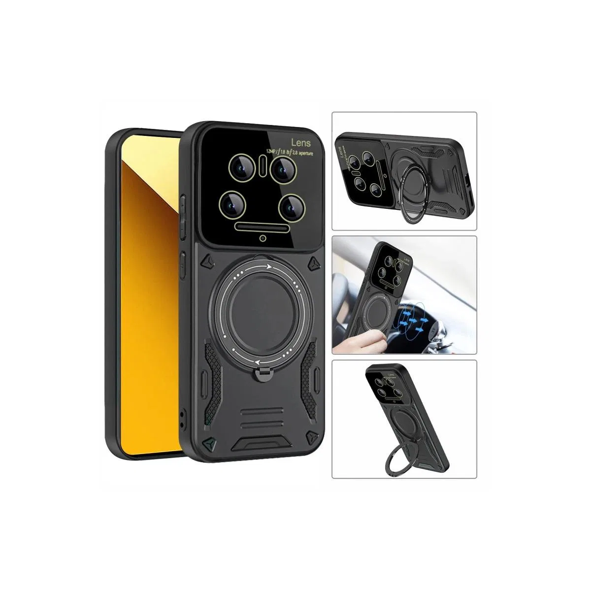 Xiaomi Mi 14 Ultra Kılıf Joy Lens Standlı Kapak - Kırmızı görsel 2