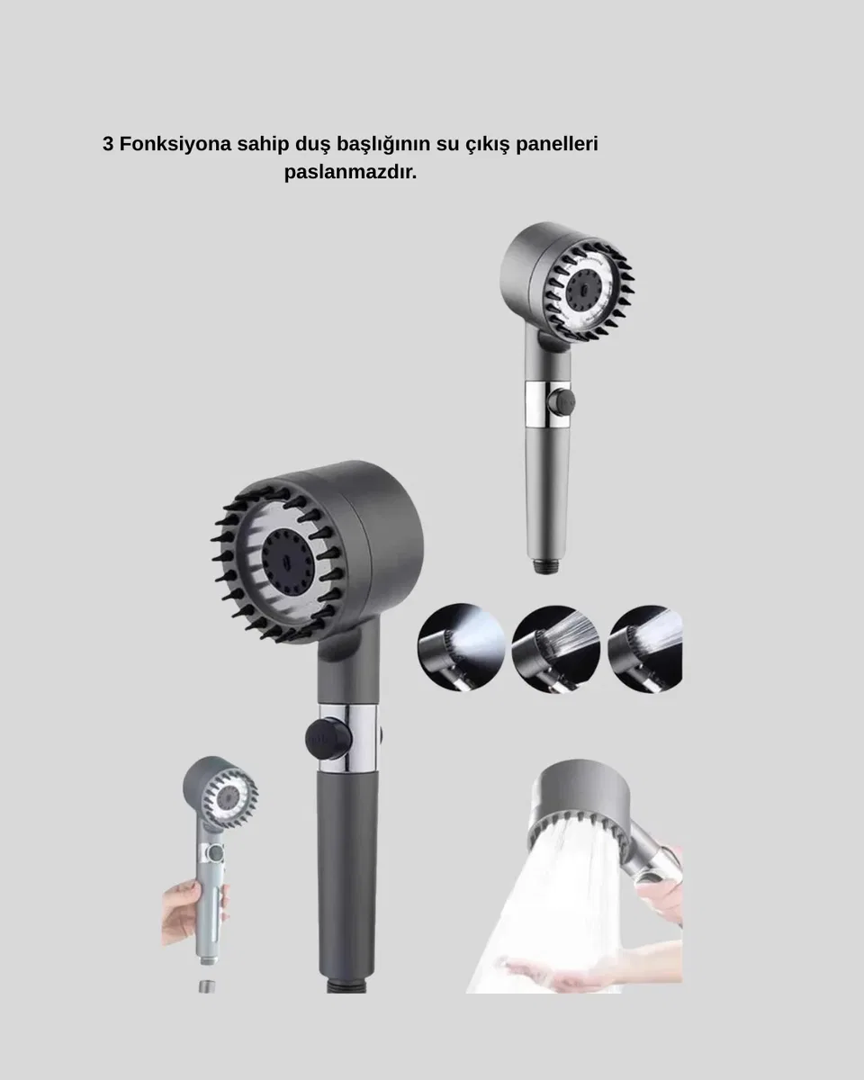 Spa Etkili Masaj Uçlu Duş Başlığı Ergonomik Tasarım görsel 3