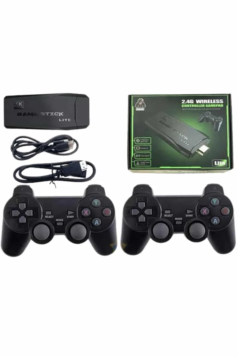 4k Game Stick Oyun Konsolu 2. 4g Kablosuz Çift Kol Nostaljik Oyunlar görsel 3