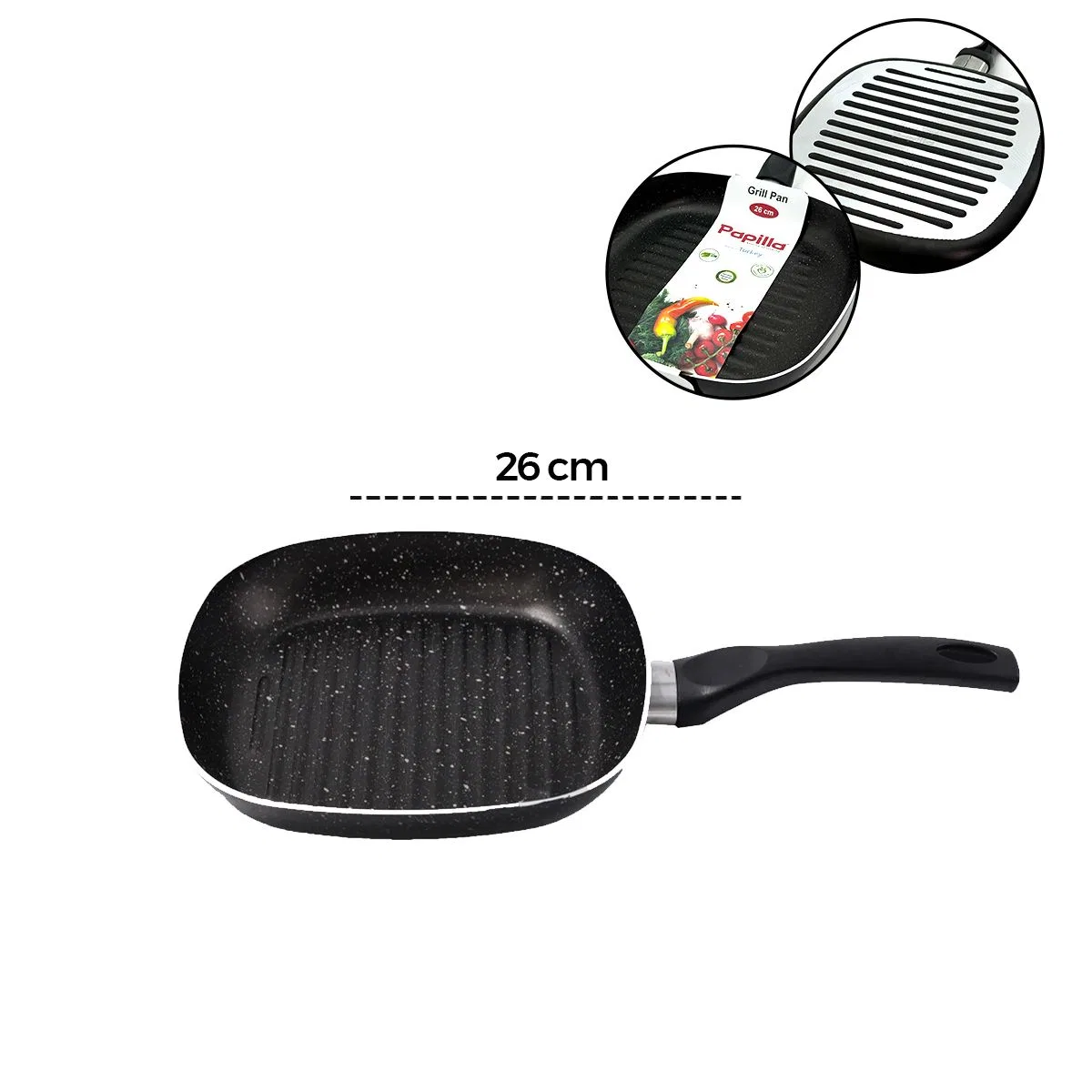 Granit Kaplamalı Tek Saplı Grill Tava görsel 2