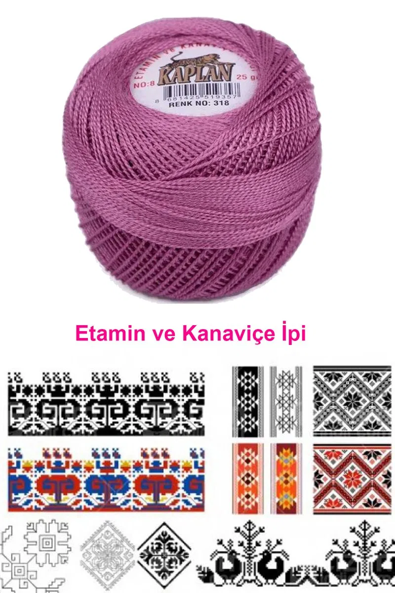 Kaplan Etamin Ve Kanaviçe İpi 8 No Kod/Renk: 318 - Royaleks görsel 2
