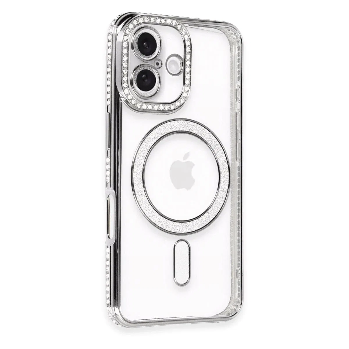 Apple İphone 16 Kılıf Joke Simli Magneticsafe Kılıf - Gri