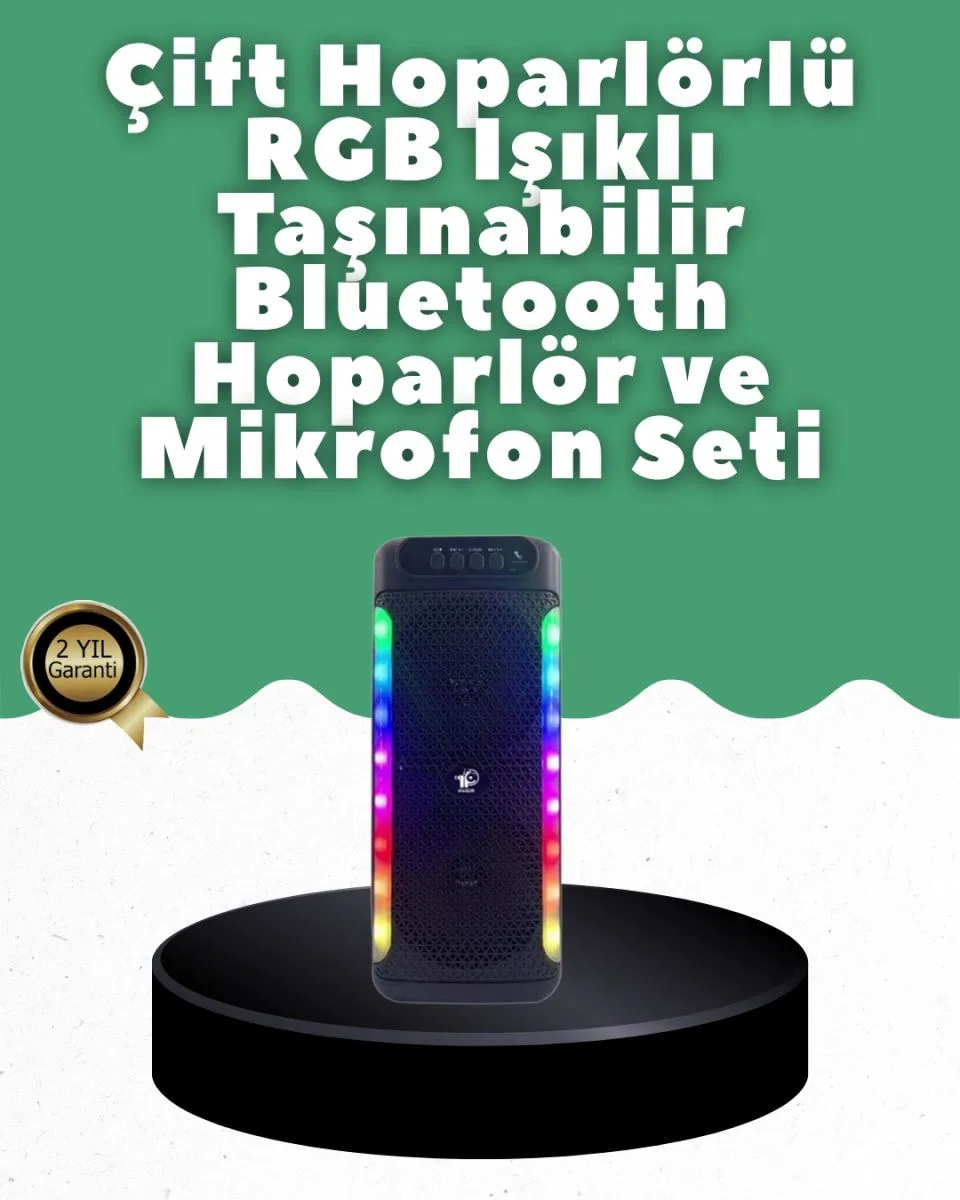 Yüksek Ses Güçlü Kablosuz Hoparlör Karaoke Mikrofonlu