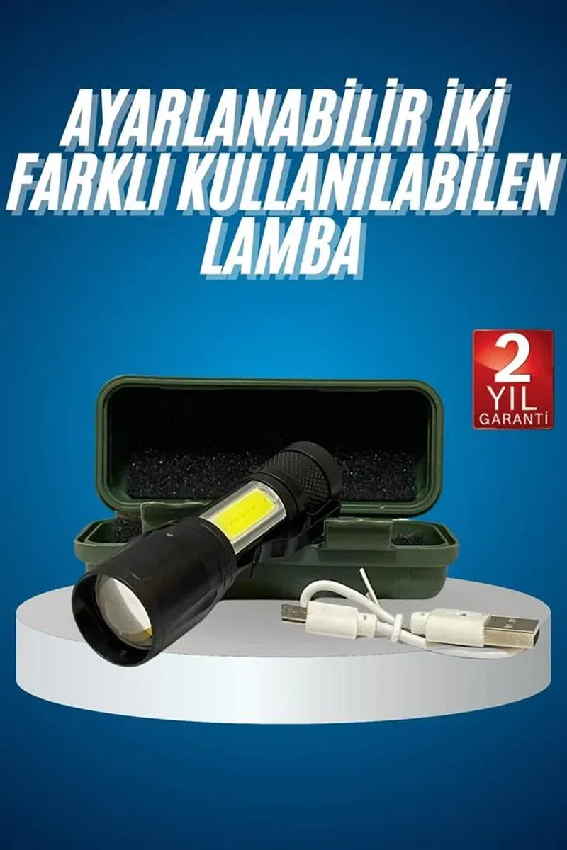 Led Lamba El Feneri Küçük Taşınabilir USB Şarjlı Acil Durum Lambası görsel 2