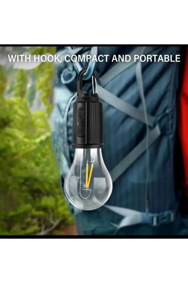 Taşınabilir Şarjlı Led Ampül Outdoor Kamp Bahçe Lambası 10w Askılı Kırılmaz Led Işık görsel 3
