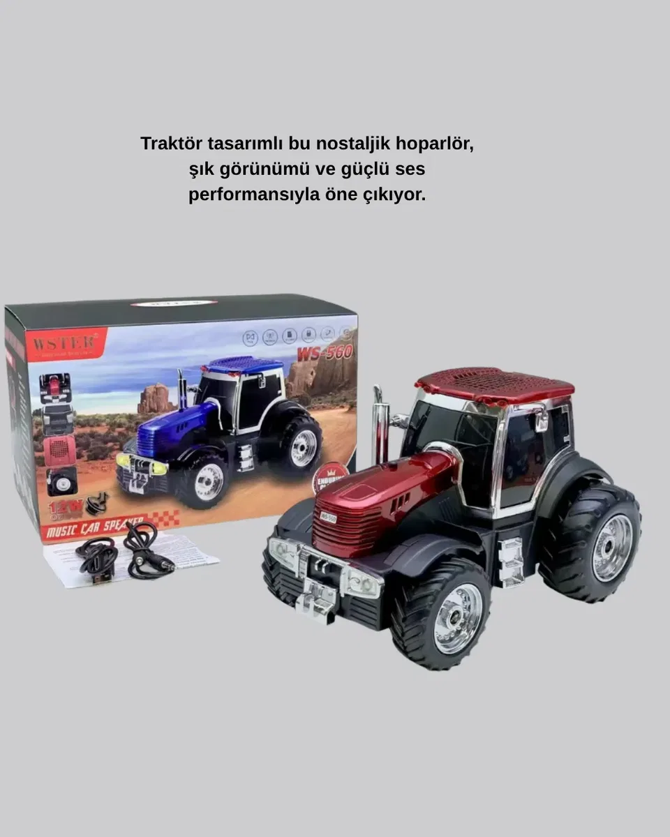 Traktör Tasarımlı Bluetooth Hoparlör 12W TWS Destekli Nostaljik Model görsel 5