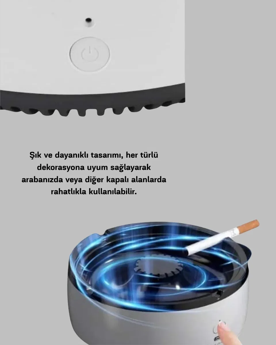 Sigara Dumanı ve Koku Giderici Hava Temizleyici Küllük – 2 Katmanlı Filtreli görsel 2
