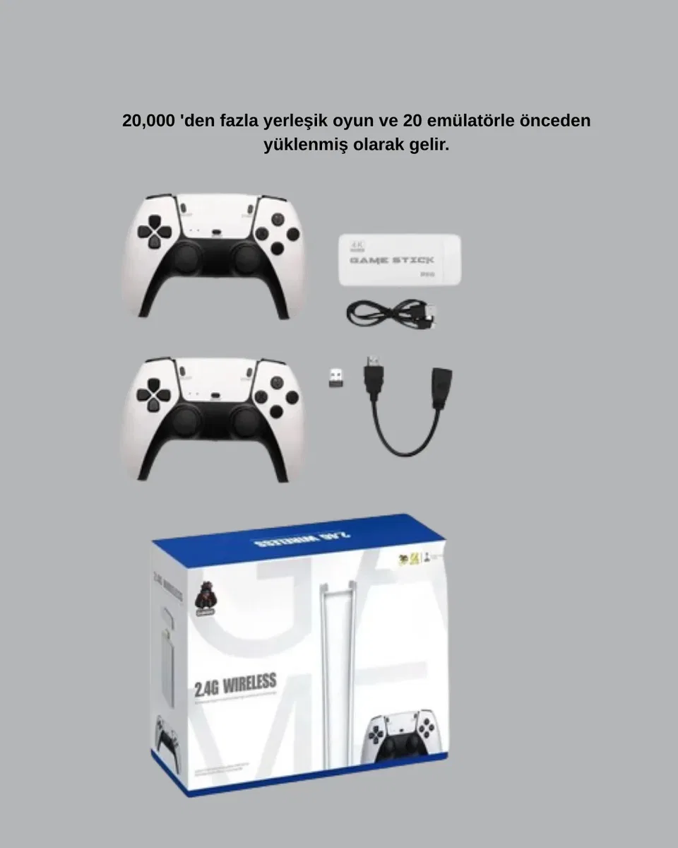 HDMI Çıkışlı Kablosuz 2 Kollu 4K Retro Oyun Kutusu görsel 2