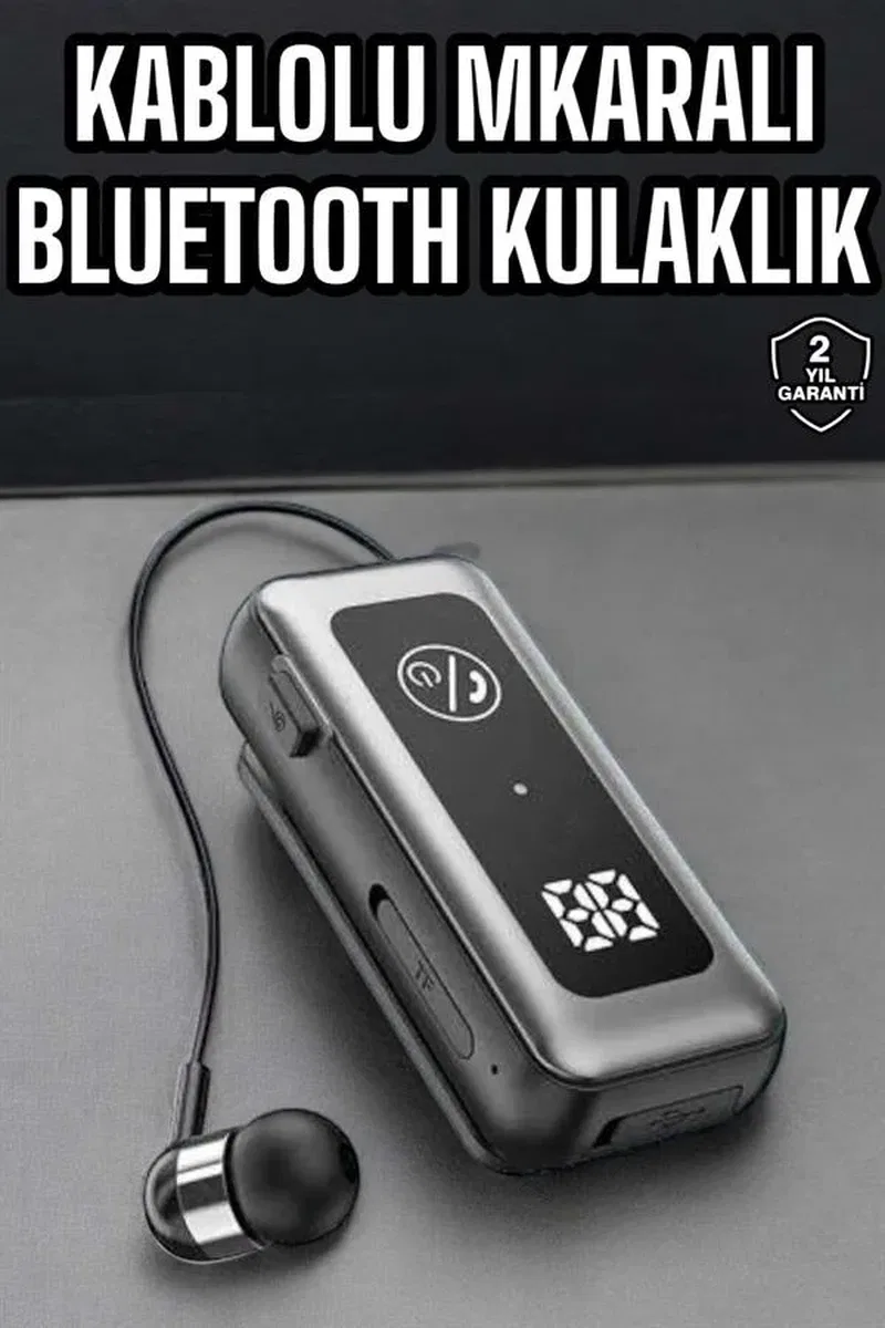 Kablolu Bluetooth Kulaklık Kulak İçi Stereo Mikrofonlu Dijital Göstergeli görsel 2