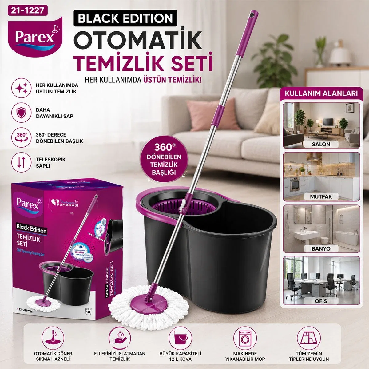 Otomatik Mop Temizlik Seti 12 L görsel 4