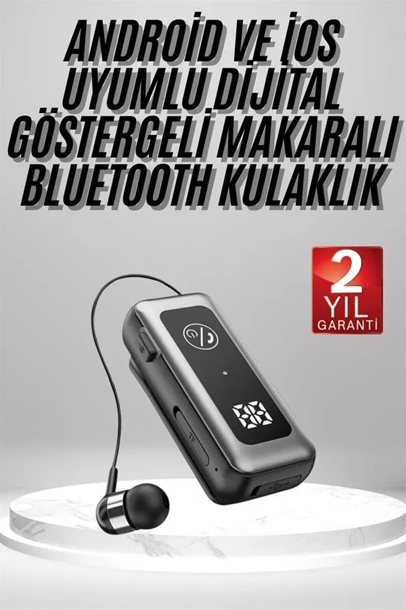 Makaralı Kulaklık SD Kart Girişli Dijital Göstergeli Kablolu Bluetooth Kulaklık görsel 2