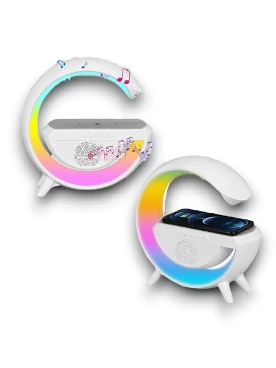 Google Dijital Kablosuz Şarj Özellikli Bluetooth Hoparlör Gece Lambası görsel 2