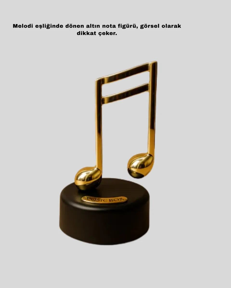 Altın Nota Figürlü Müzik Kutusu görsel 5