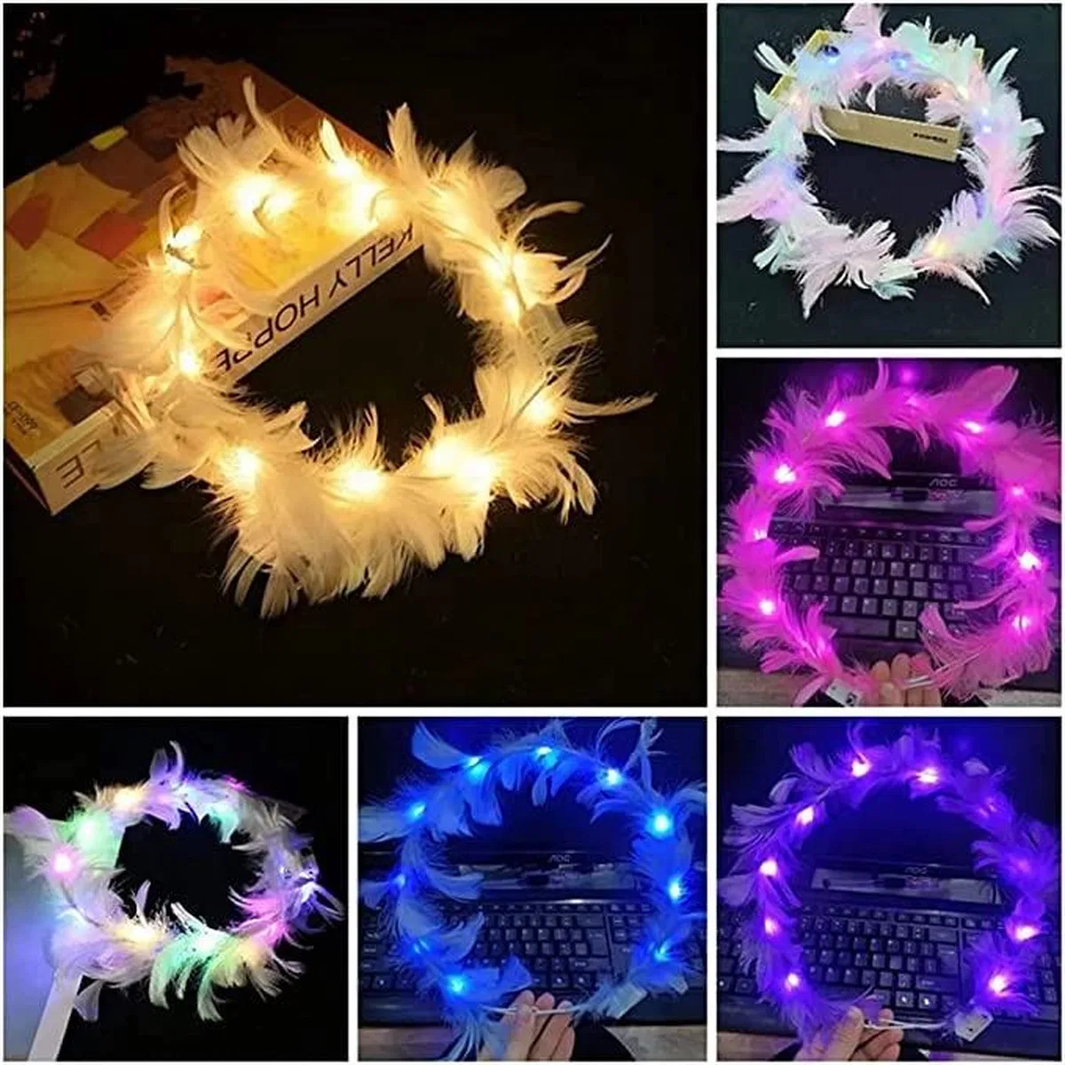 Led Işıklı Rengarenk Yanan 3 Fonksiyonlu Otrişli Parti Tacı Pembe Renk 12x12 Cm görsel 4