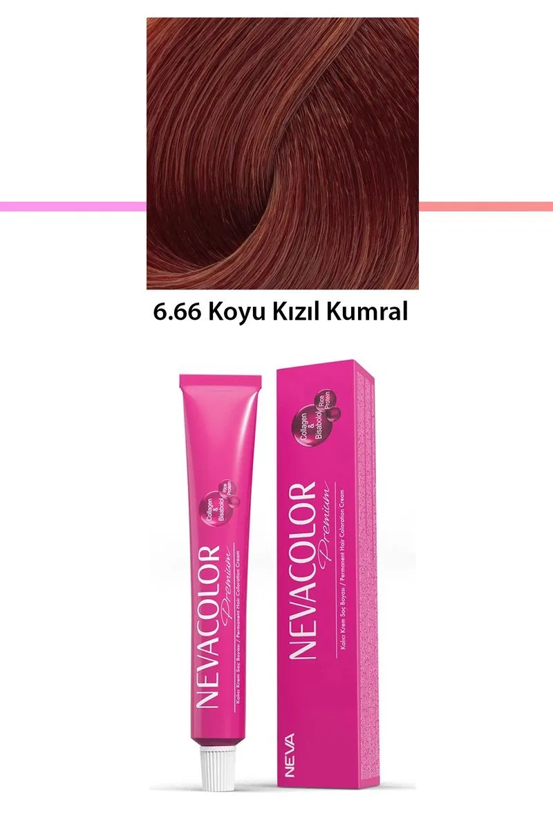 Premium 6. 66 Koyu Kızıl Kumral - Kalıcı Krem Saç Boyası 50 g Tüp