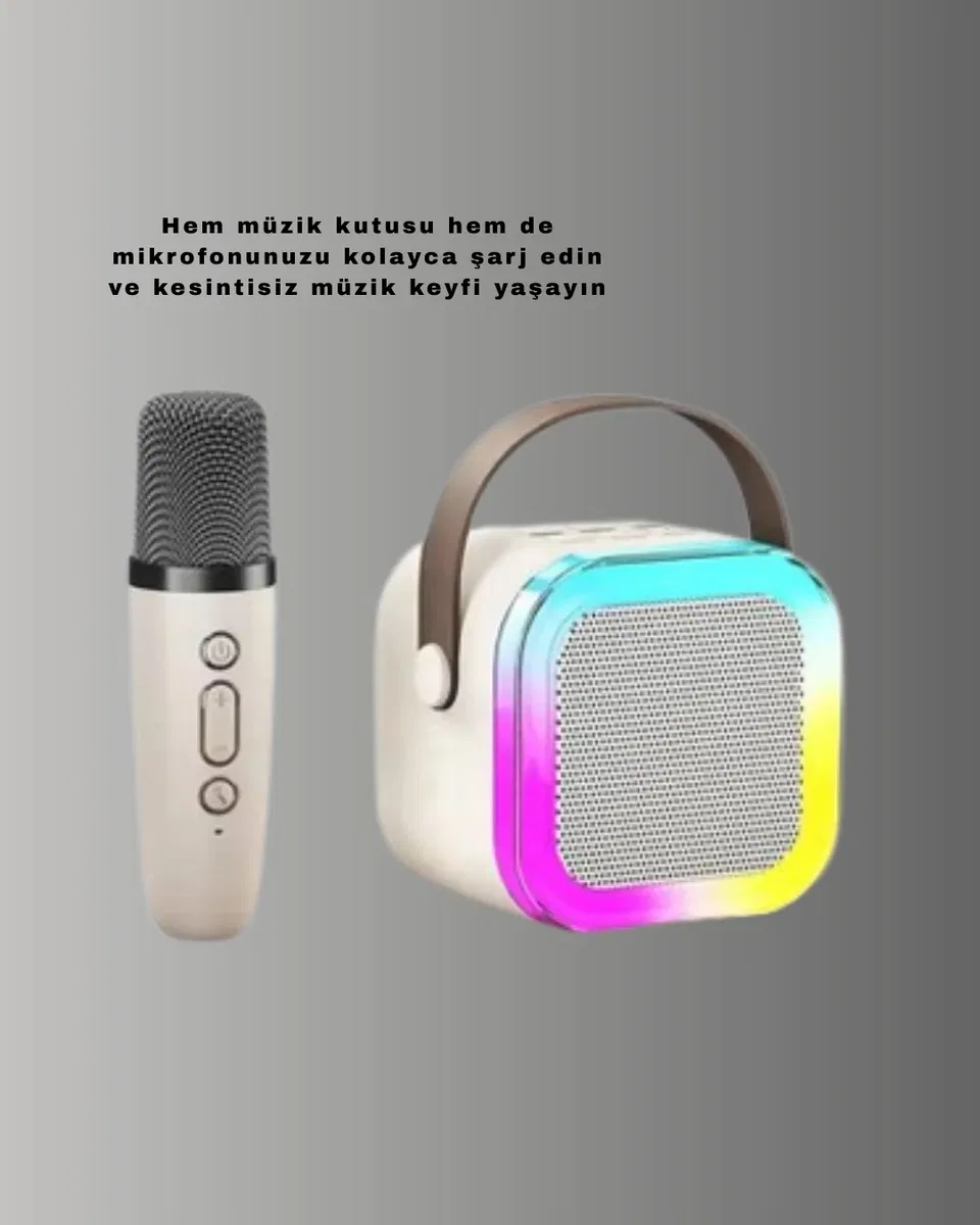 Bluetooth Karaoke Mikrofon ve Hoparlör Seti Taşınabilir görsel 5