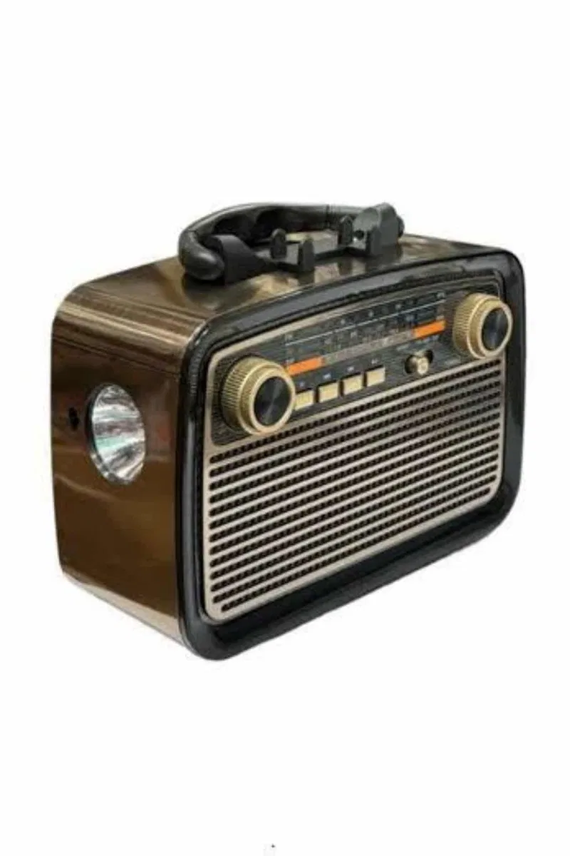 Nostalji Radyo Bluetooth Hoparlör USB-SD Kart Giriş Led Fener Işıklı Bataryalı Pilli Yeni Nesil görsel 2