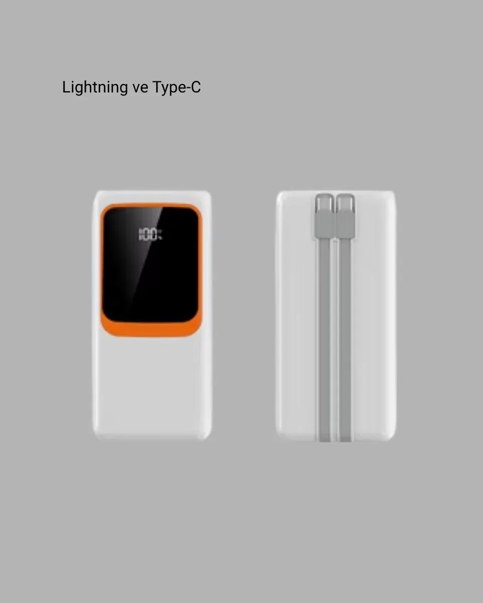 10000 mAh Taşınabilir Powerbank Çift Çıkışlı Type-C ve Lightning Uyumlu görsel 5