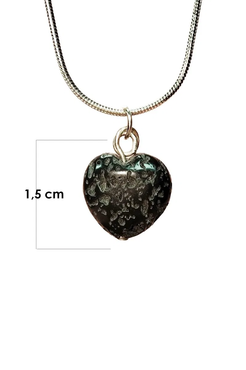 Lav Taşı Doğal Taşı Zincirli El Yapımı Kolye Uç: 1, 5 cm Zincir: 20 cm Kutulu görsel 2