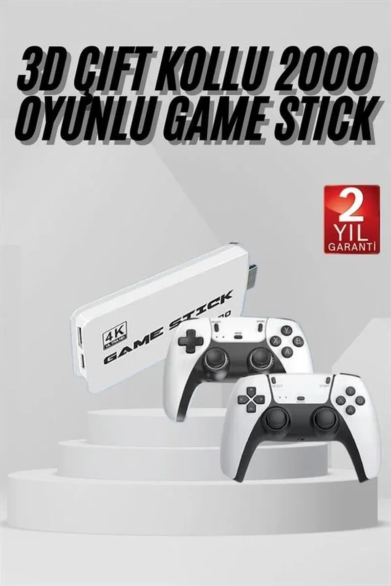 3D 4K 2000 Oyunlu Game Stick Oyun Konsolu Çift Konsol görsel 2