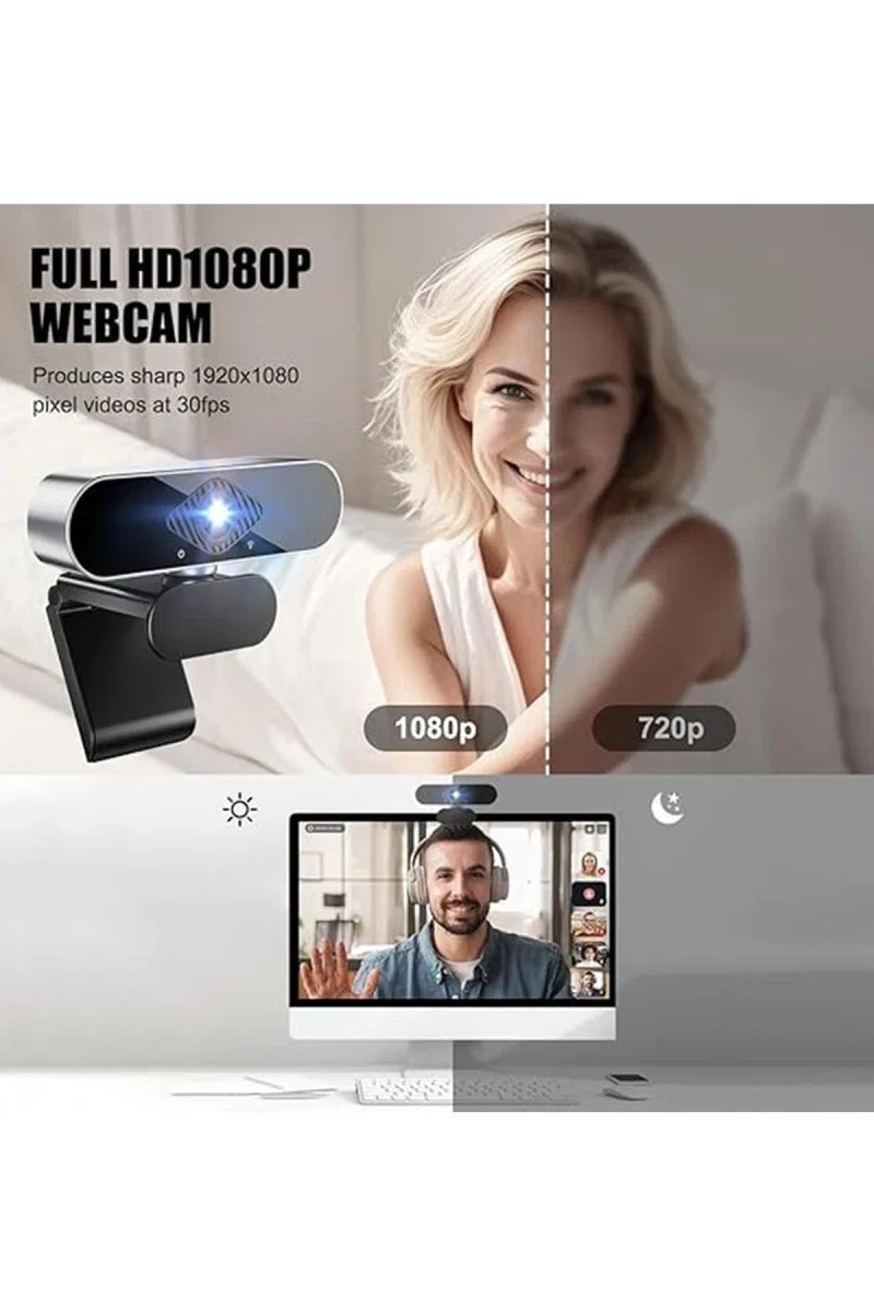 Webcam Orjınal 1080p Hd Konferans Kamera Dahili Mikrofon Görüntülü Sohbet Yayın Kamerası Hd Video Ae-104 görsel 5