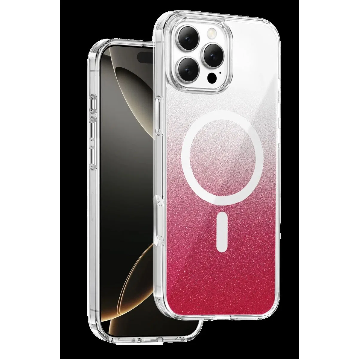 Onegif Apple İphone 16 Pro Max Sora Simli Magsafe Kapak - Kırmızı