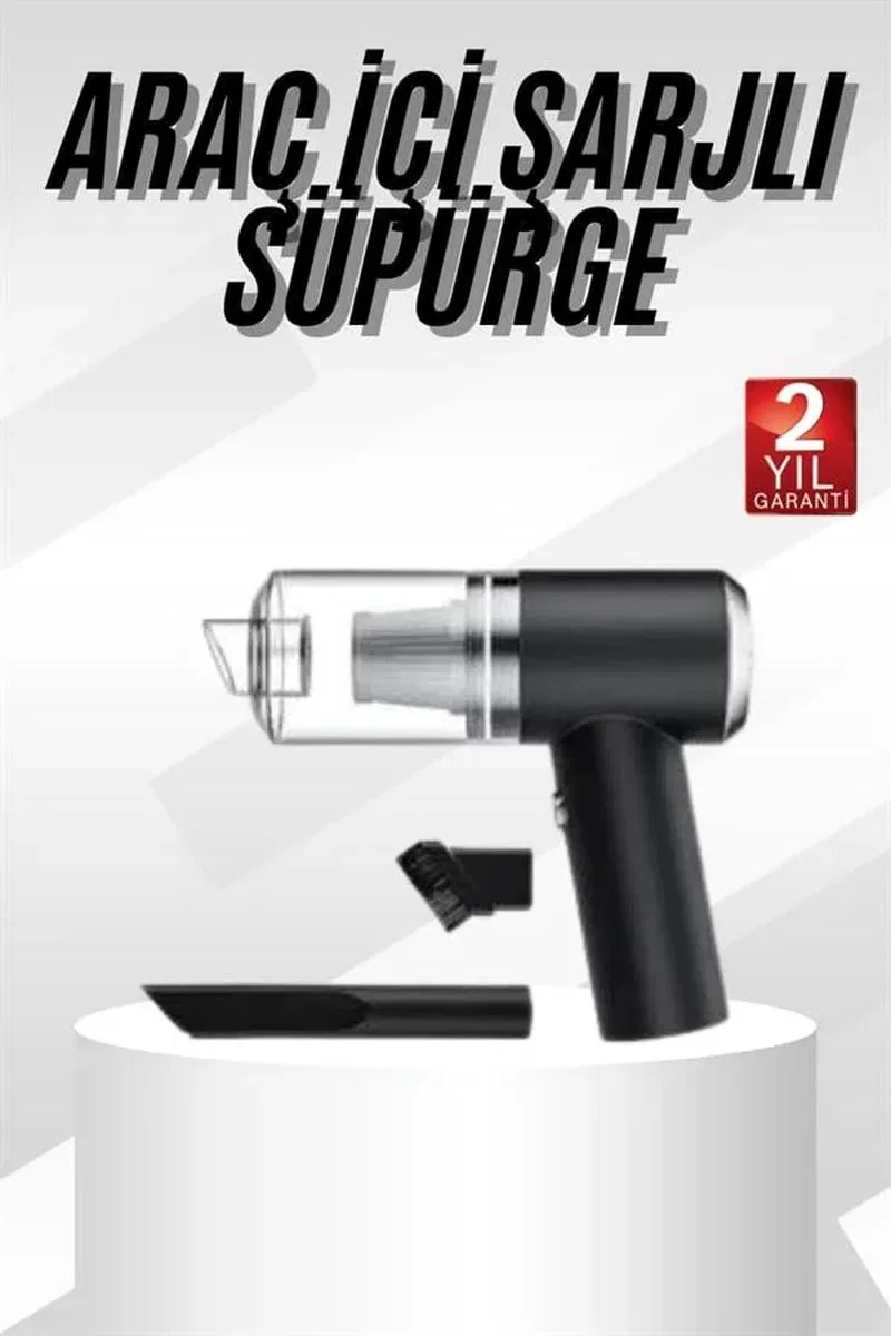 Yeni Nesil Mini Vakumlu Araç Süpürgesi El Süpürgesi Şarjlı görsel 2